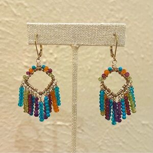 Amanda sterrett wire wrapped gemstone dangle earrings colorful fun lightweight